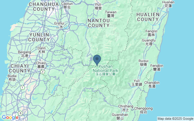 Kaart met locatie Yushan National Park